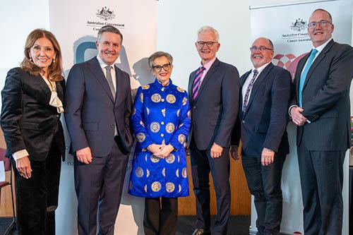 The Hon Mark Butler with Cancer Australia current and previous CEOs and current and past Advisory Council Chairs